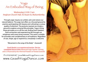 Yoga ~An Embodied Way of Being Yoga class with Geash Bowler
